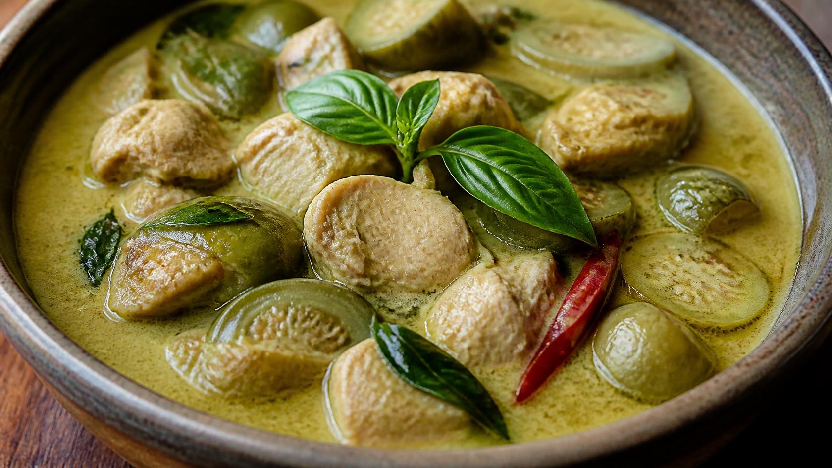 Thai green curry with chicken and Thai eggplant