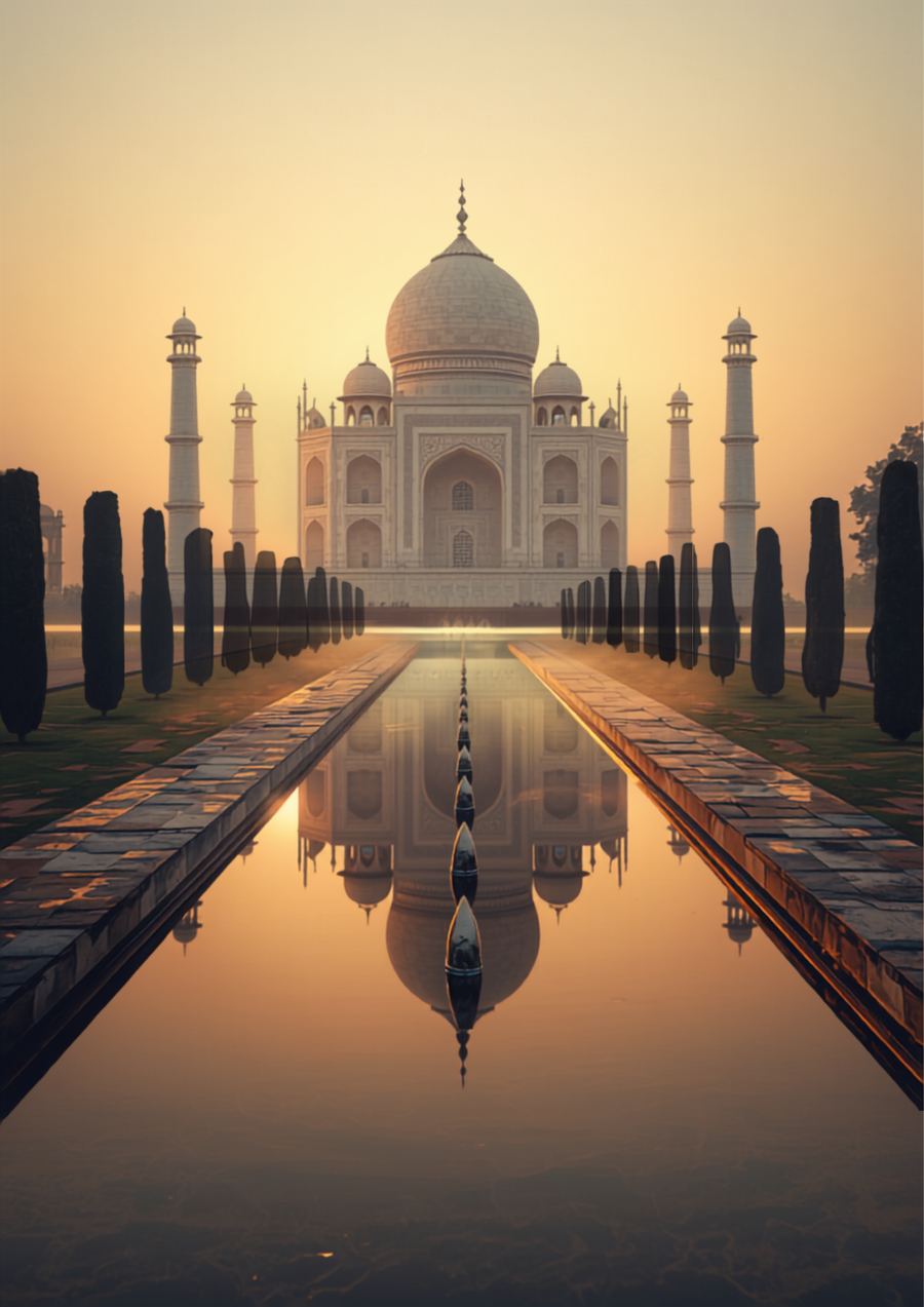 Taj Mahal at sunrise, India