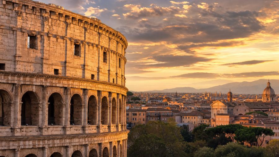 The Colosseum at sunset, Rome, Italy