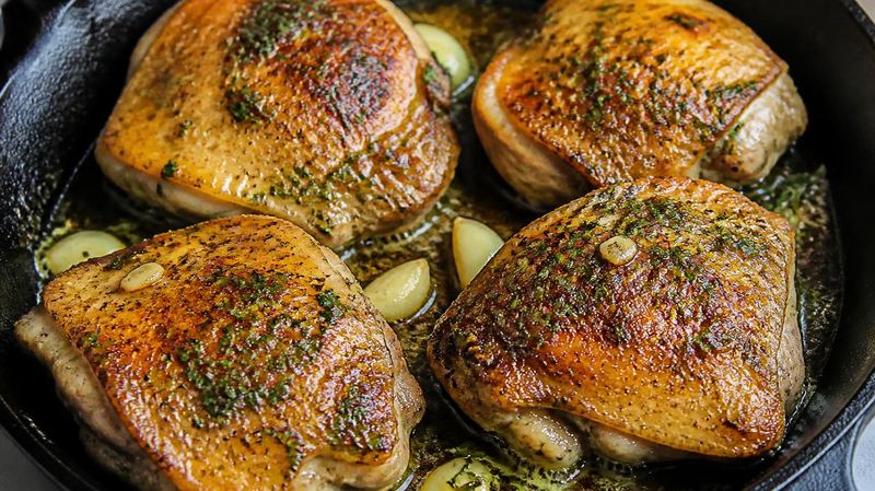 Irish herb butter roast chicken thighs