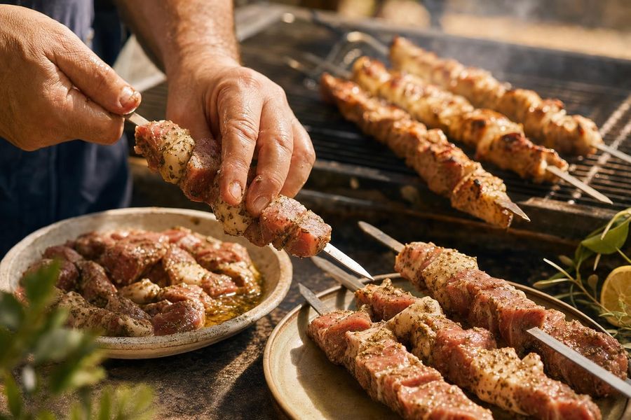Souvlaki Greek pork skewers