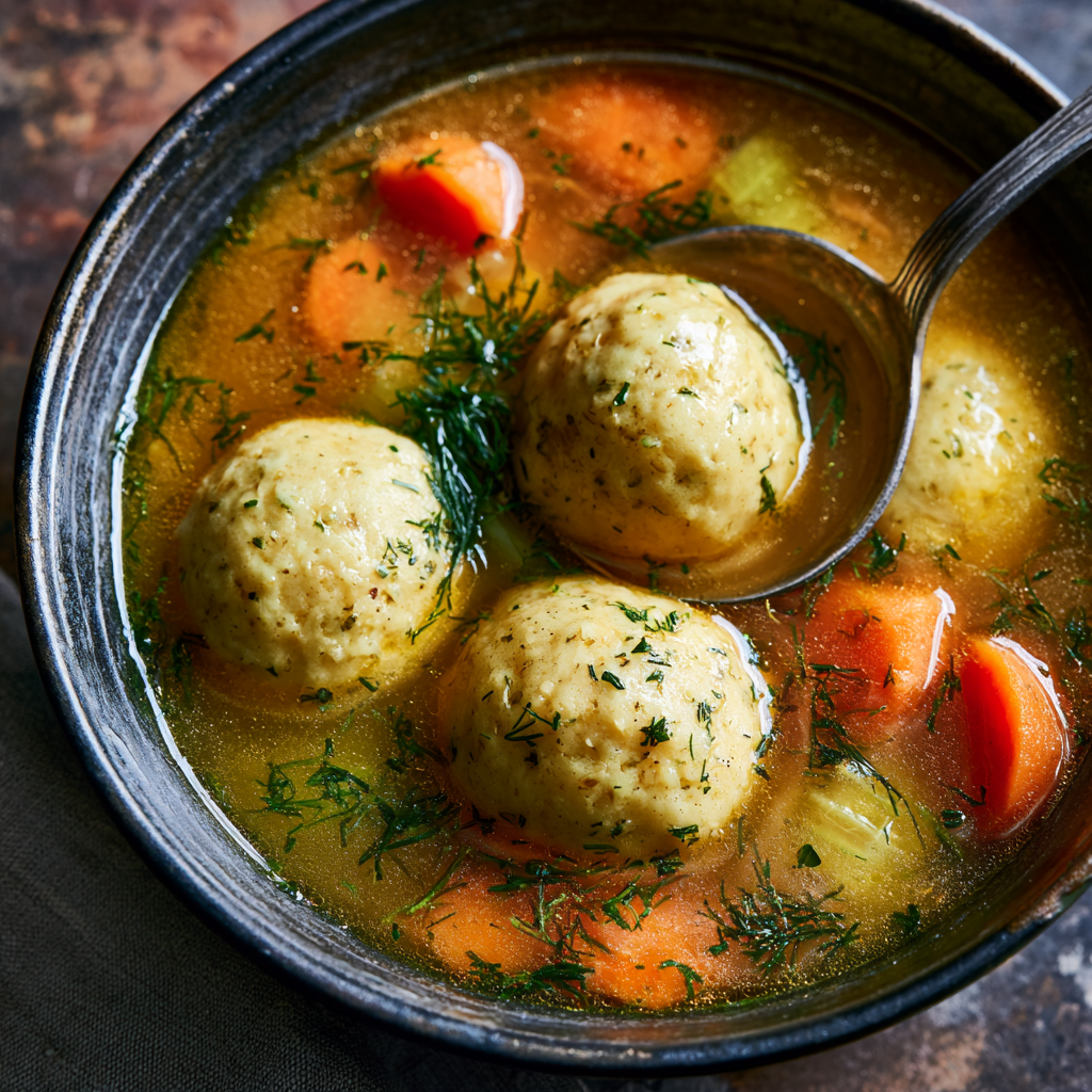 Classic Matzah Ball Soup, Almond Flour Balls