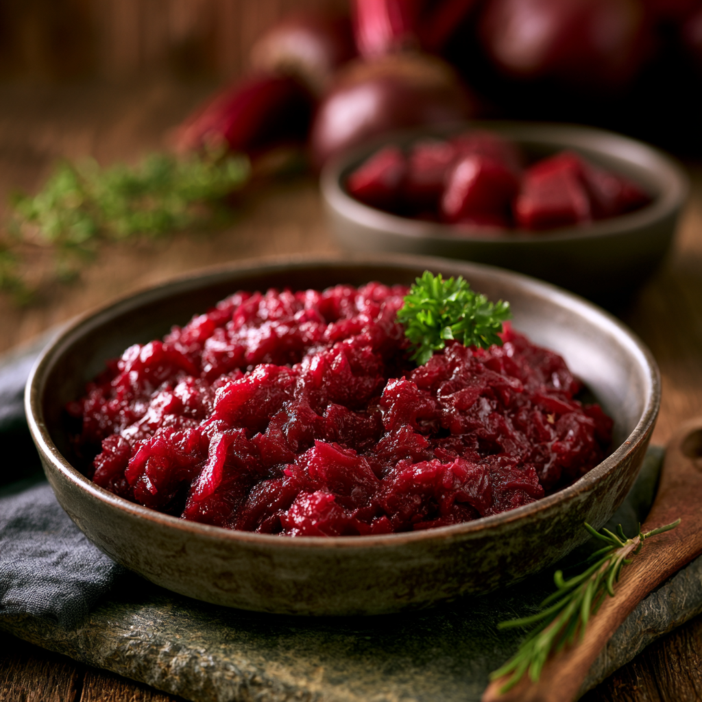 Polish Buraczki braised beetroot side