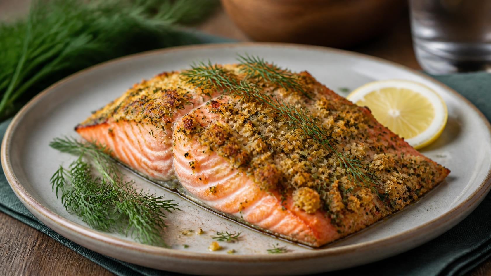 Baked Salmon with Dill-Mustard Crust