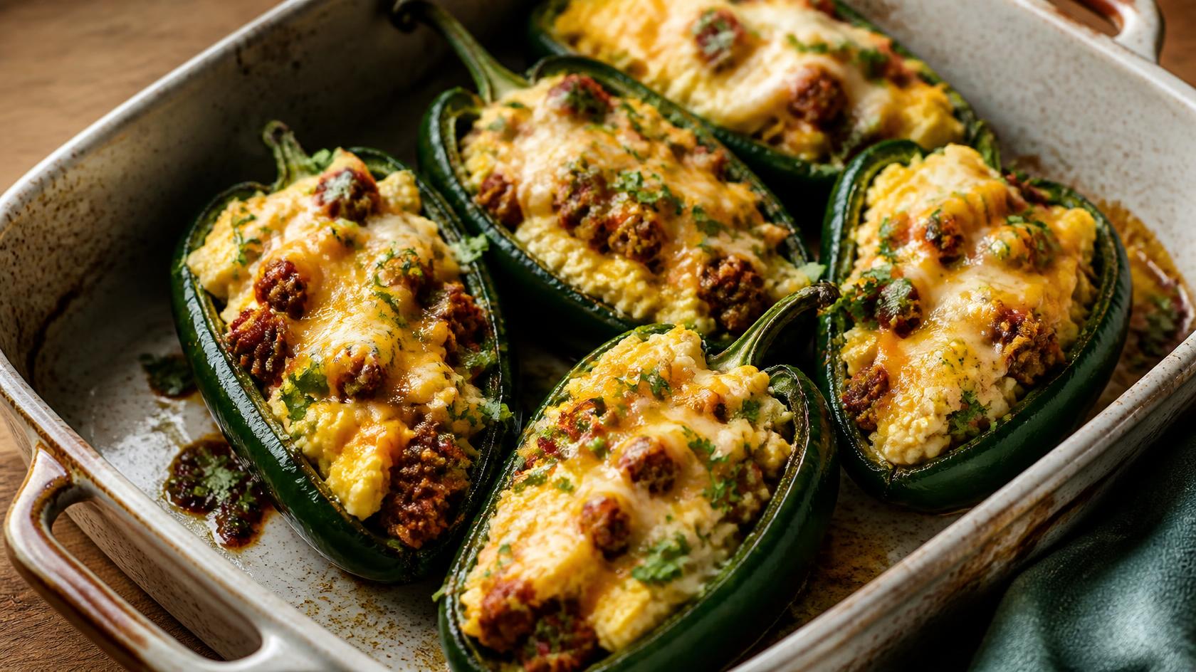 Stuffed Poblano Breakfast Boats