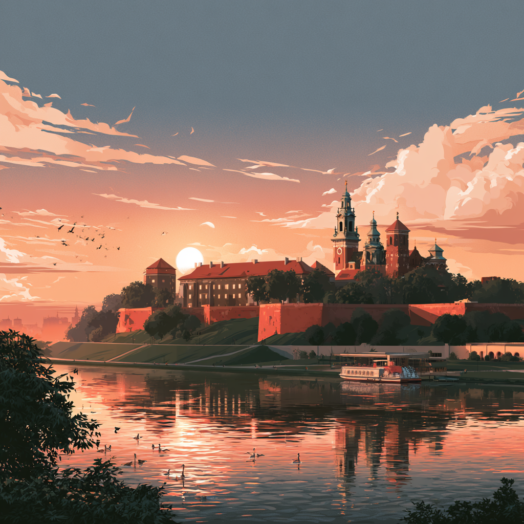Wawel Castle overlooking the Vistula River, Kraków