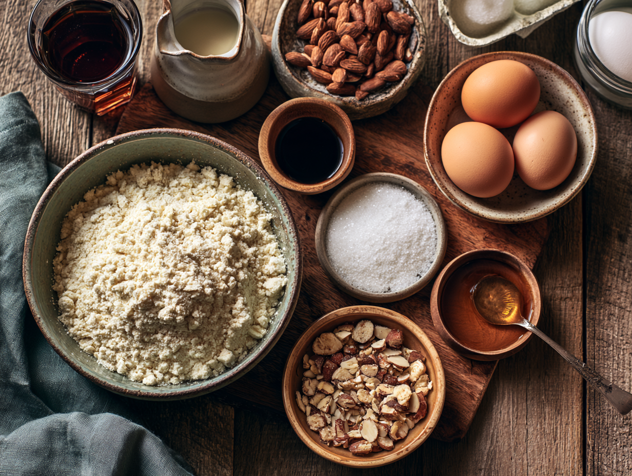 Almond Flour Biscotti ingredients flat lay