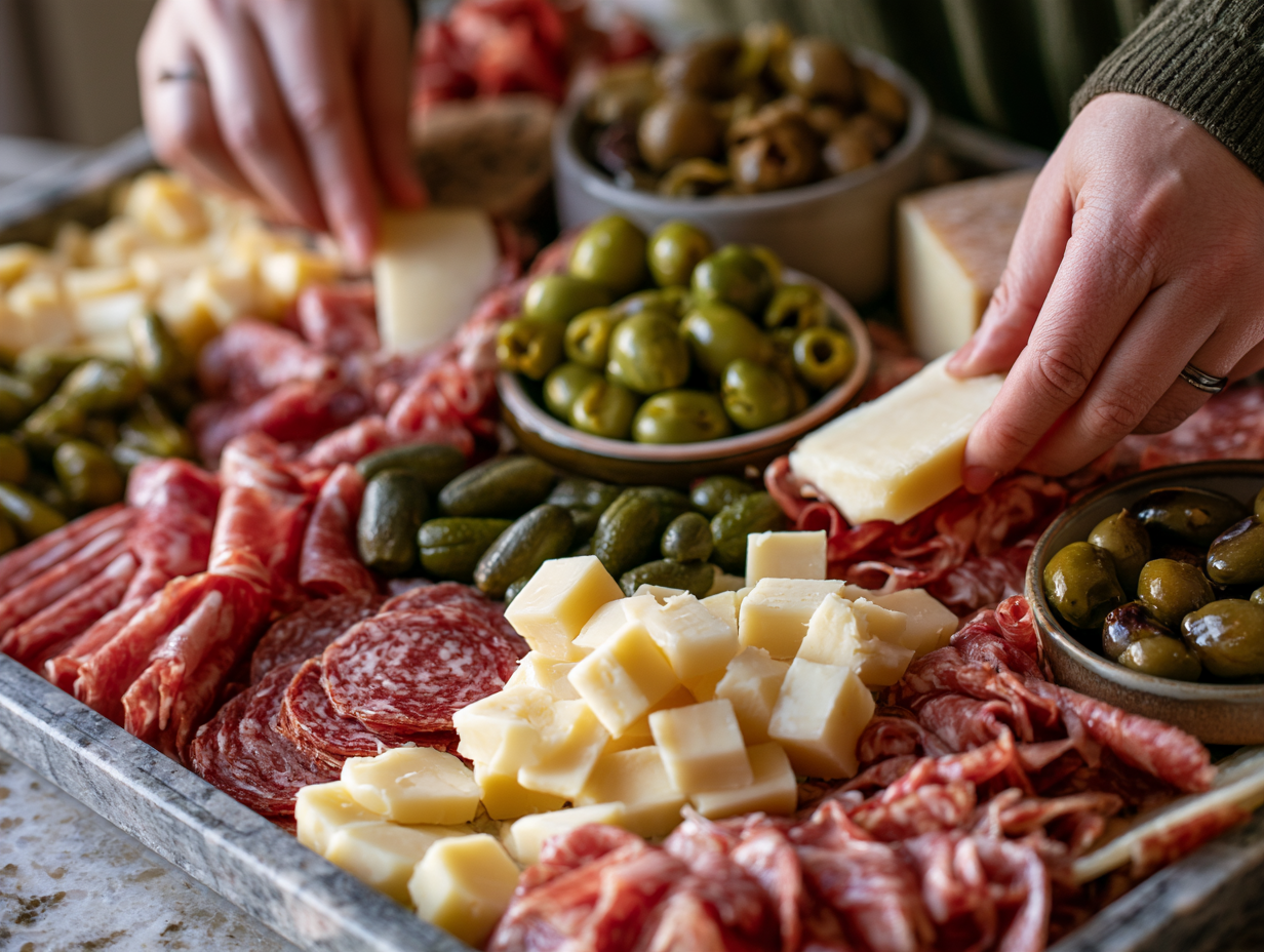 Arranging the Keto Antipasto Platter