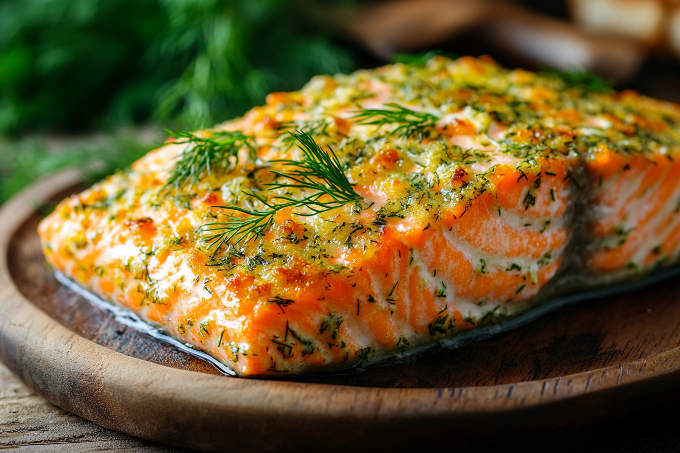 Baked Salmon with Dill-Mustard Crust
