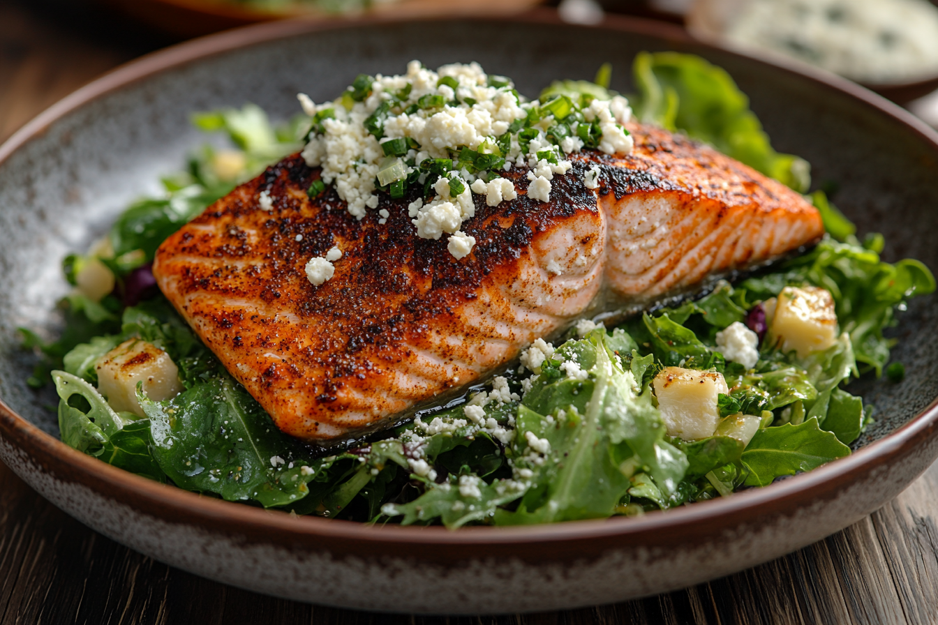 Blackened Salmon and Cotija Salad