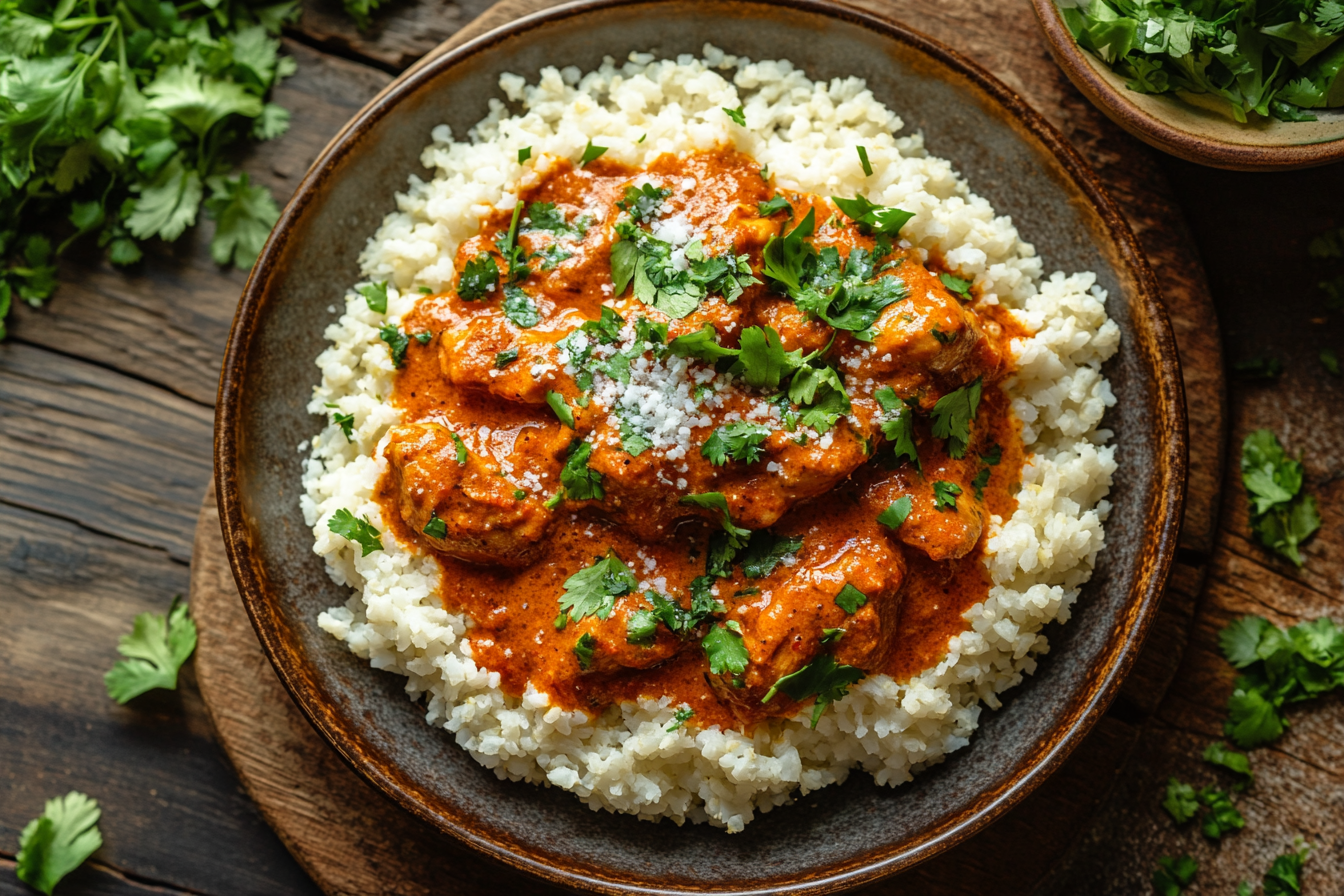 Butter chicken with cauliflower rice