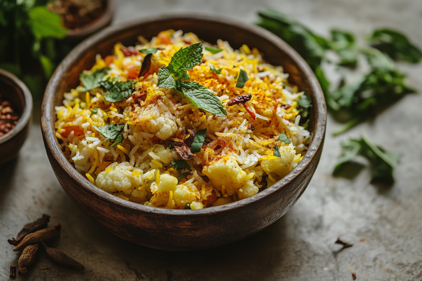Cauliflower Biryani with saffron