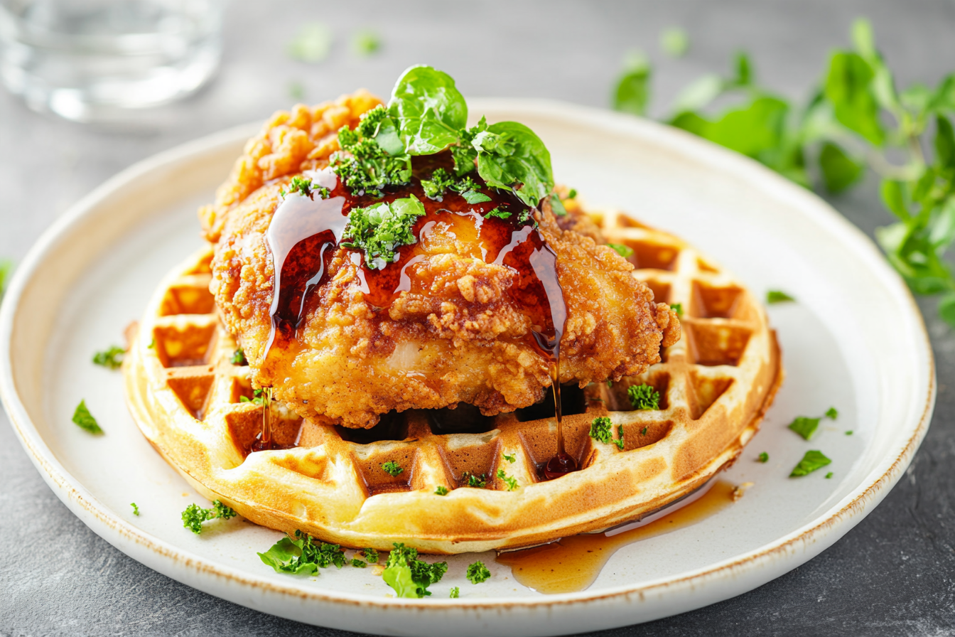 Chicken and waffles, keto-style