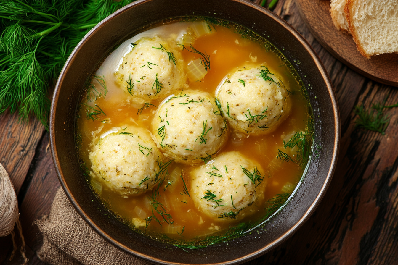Classic matzah ball soup