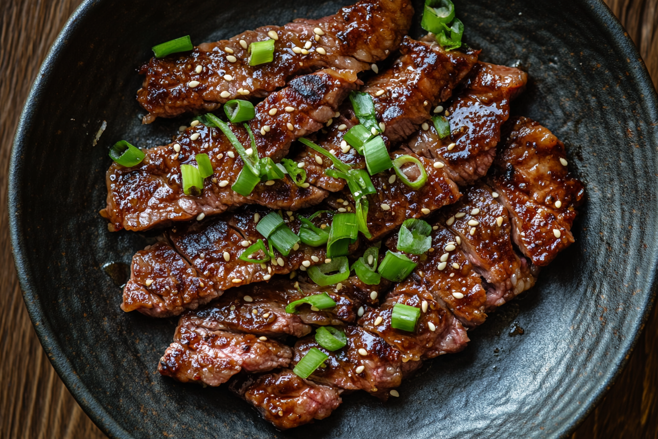 Korean bulgogi, thinly sliced marinated beef