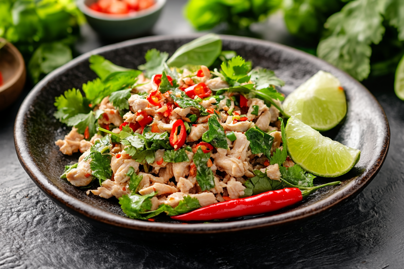Larb gai minced chicken salad