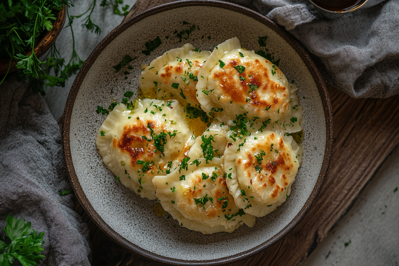 Polish pierogi with almond flour dough