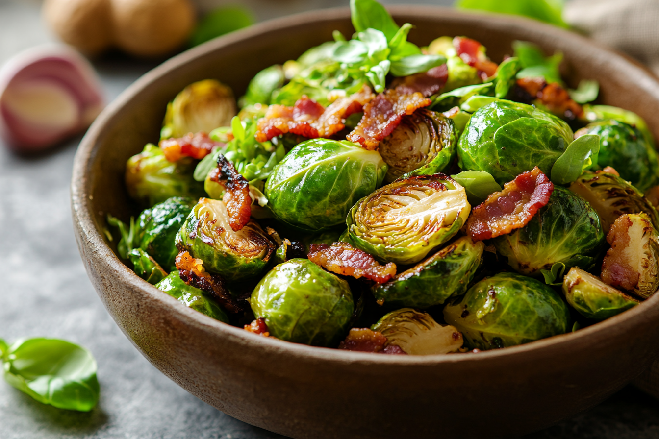 Roasted Brussels Sprouts and Bacon Salad