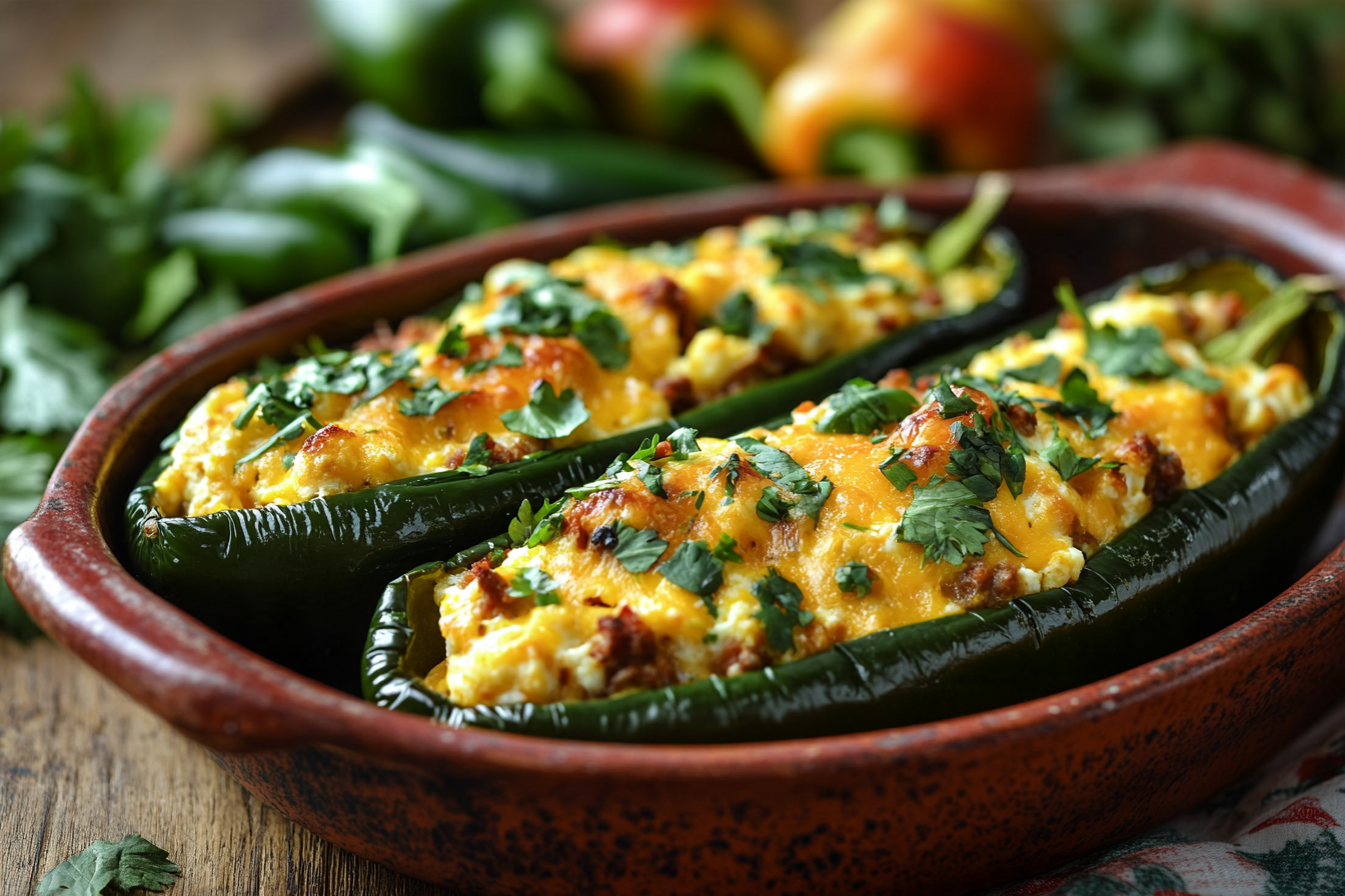 Stuffed Poblano Breakfast Boats