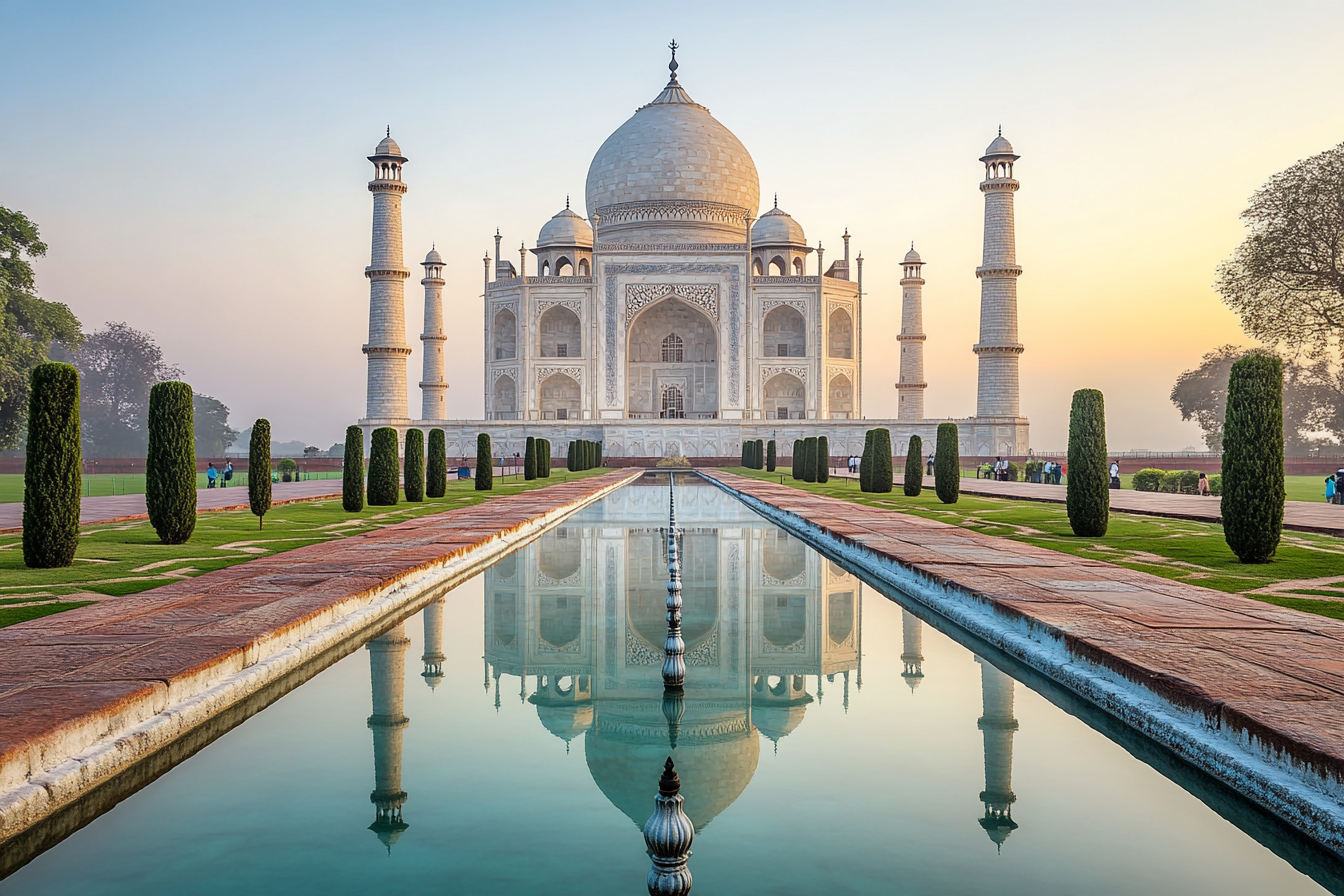 Taj Mahal at sunrise, India