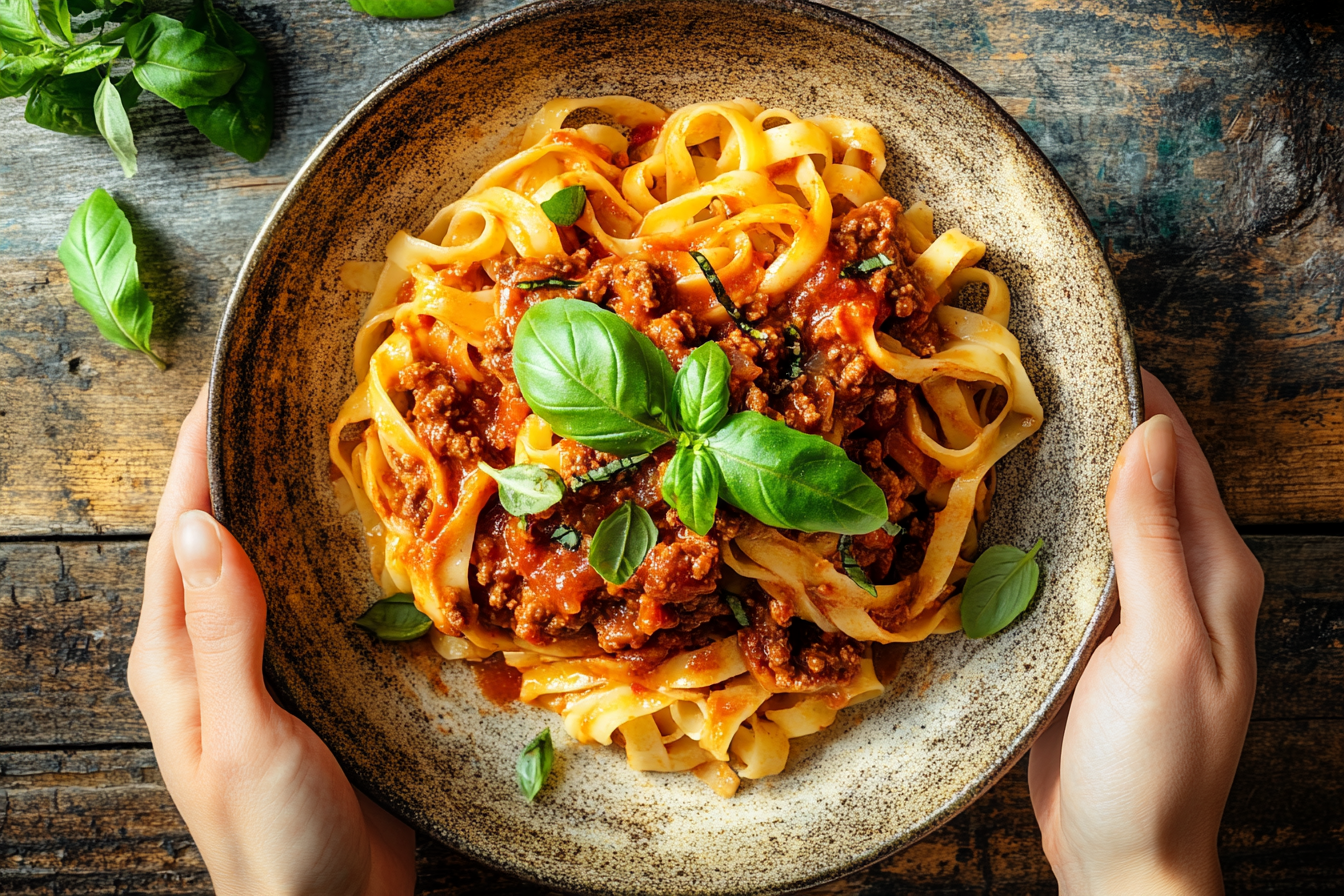 Tuscan ragu over zucchini noodles