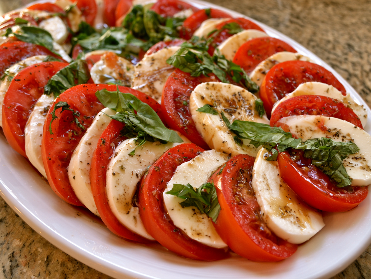 Caprese Salad being layered