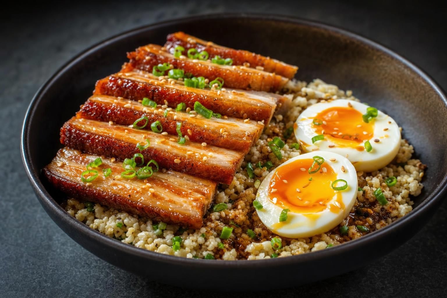 Crispy Pork Belly Egg Bowl