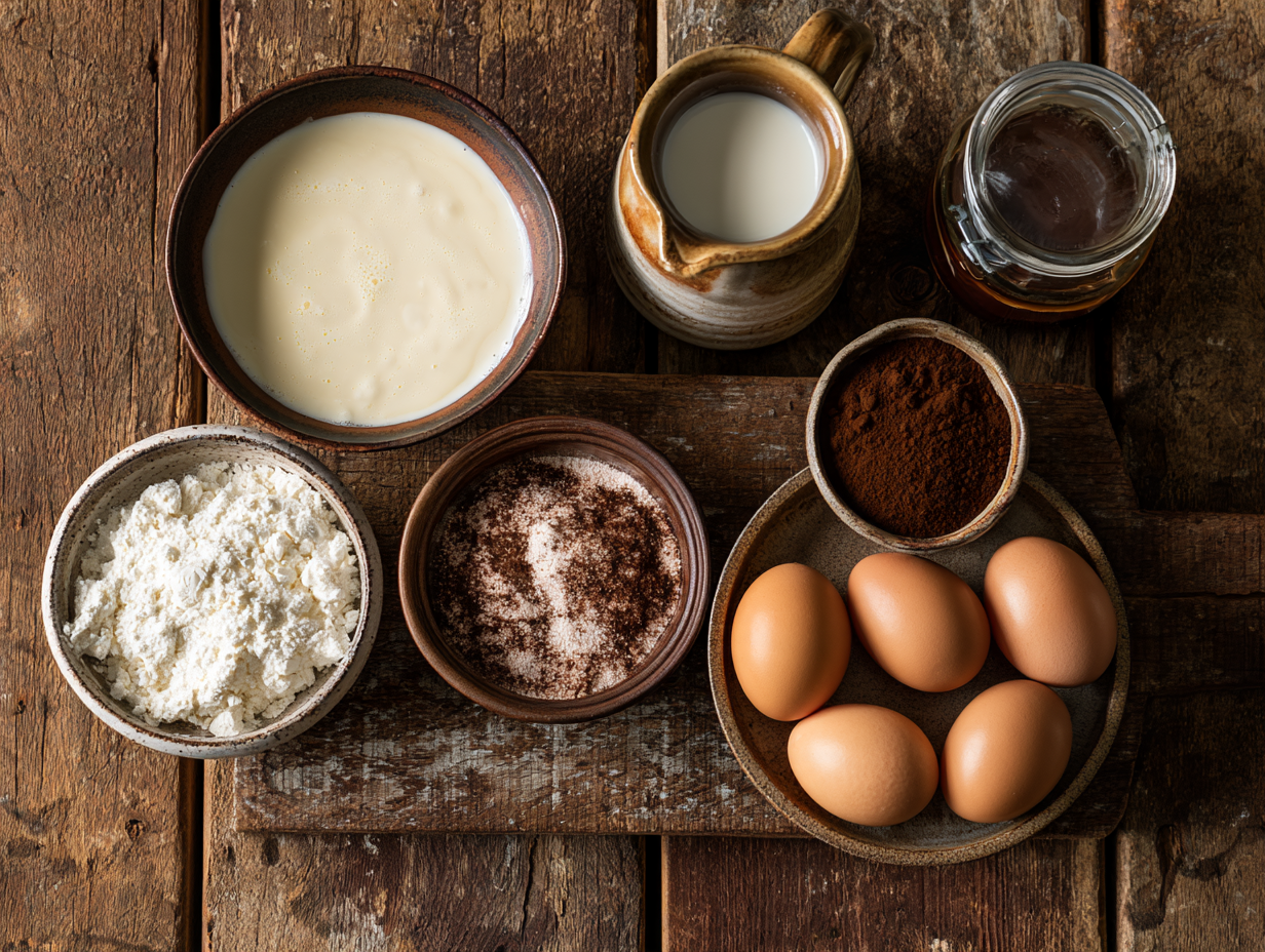 Espresso Gelato ingredients flat lay