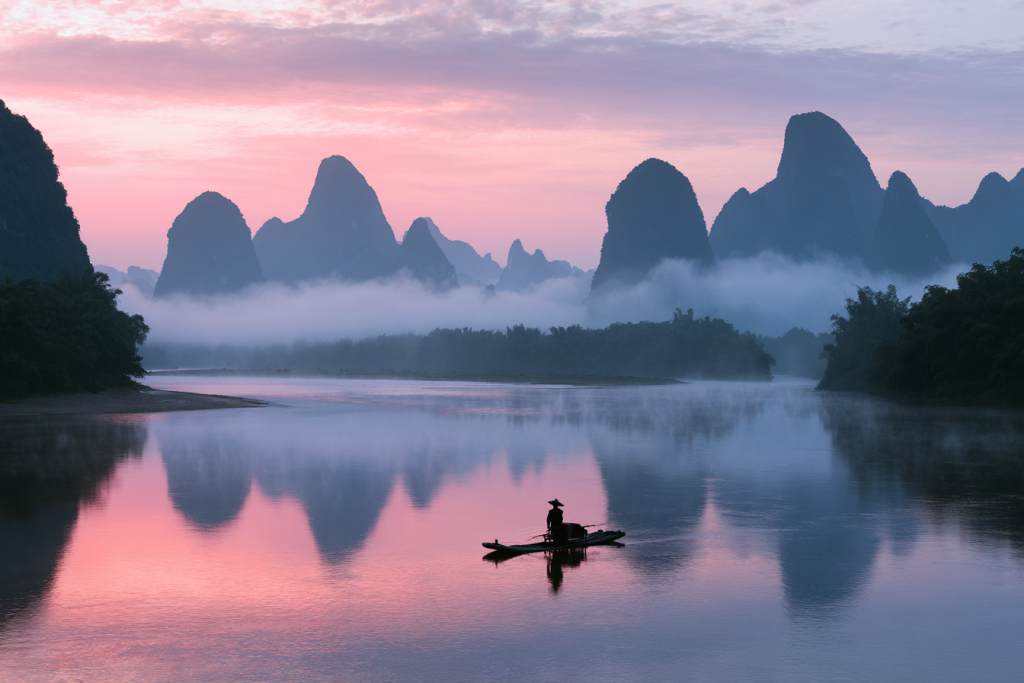 Guilin Li River at dawn