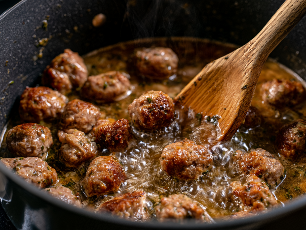 Italian sausage browning for Creamy Tuscan Soup