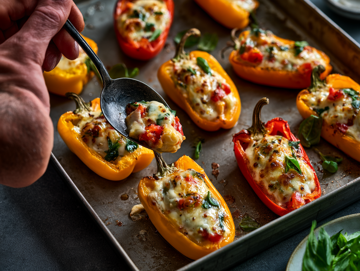 Italian Stuffed Mini Peppers being filled