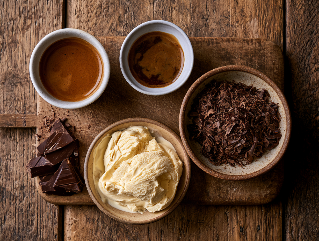 Keto Affogato ingredients flat lay
