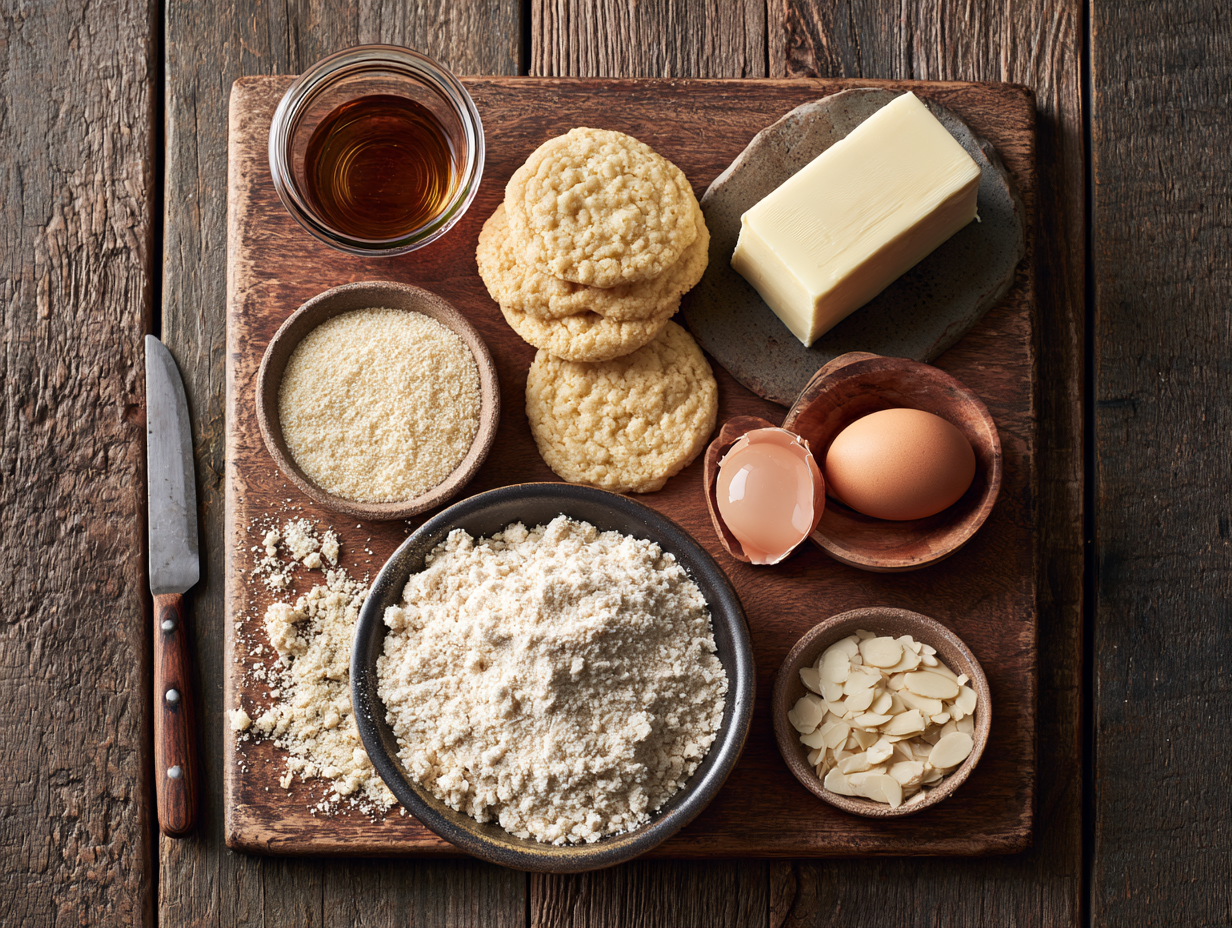 Keto Almond Cookies ingredients flat lay