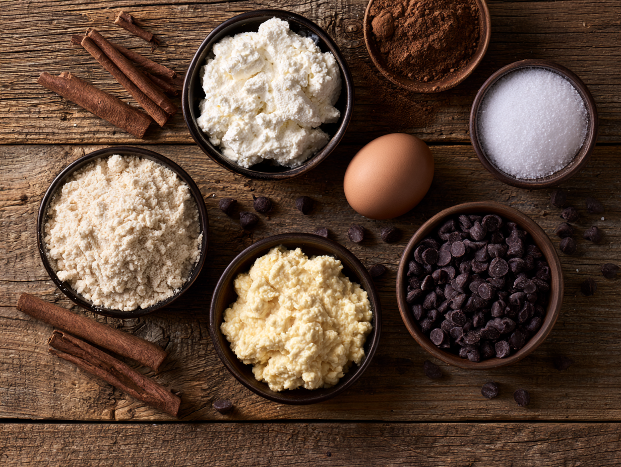 Keto Cannoli ingredients flat lay