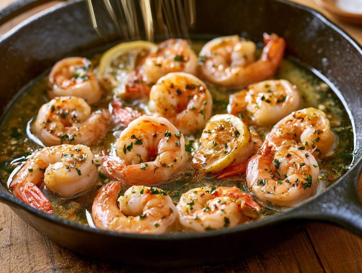 Keto Lemon Garlic Shrimp tossed in lemon garlic butter sauce
