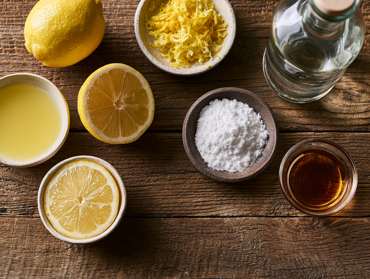 Keto Limoncello ingredients flat lay