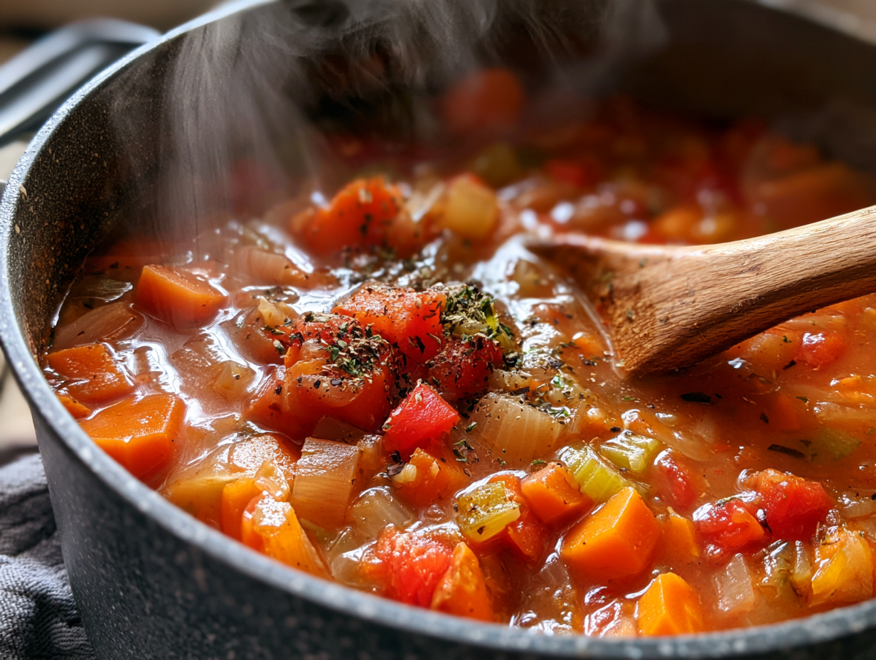 Keto Minestrone simmering in a pot