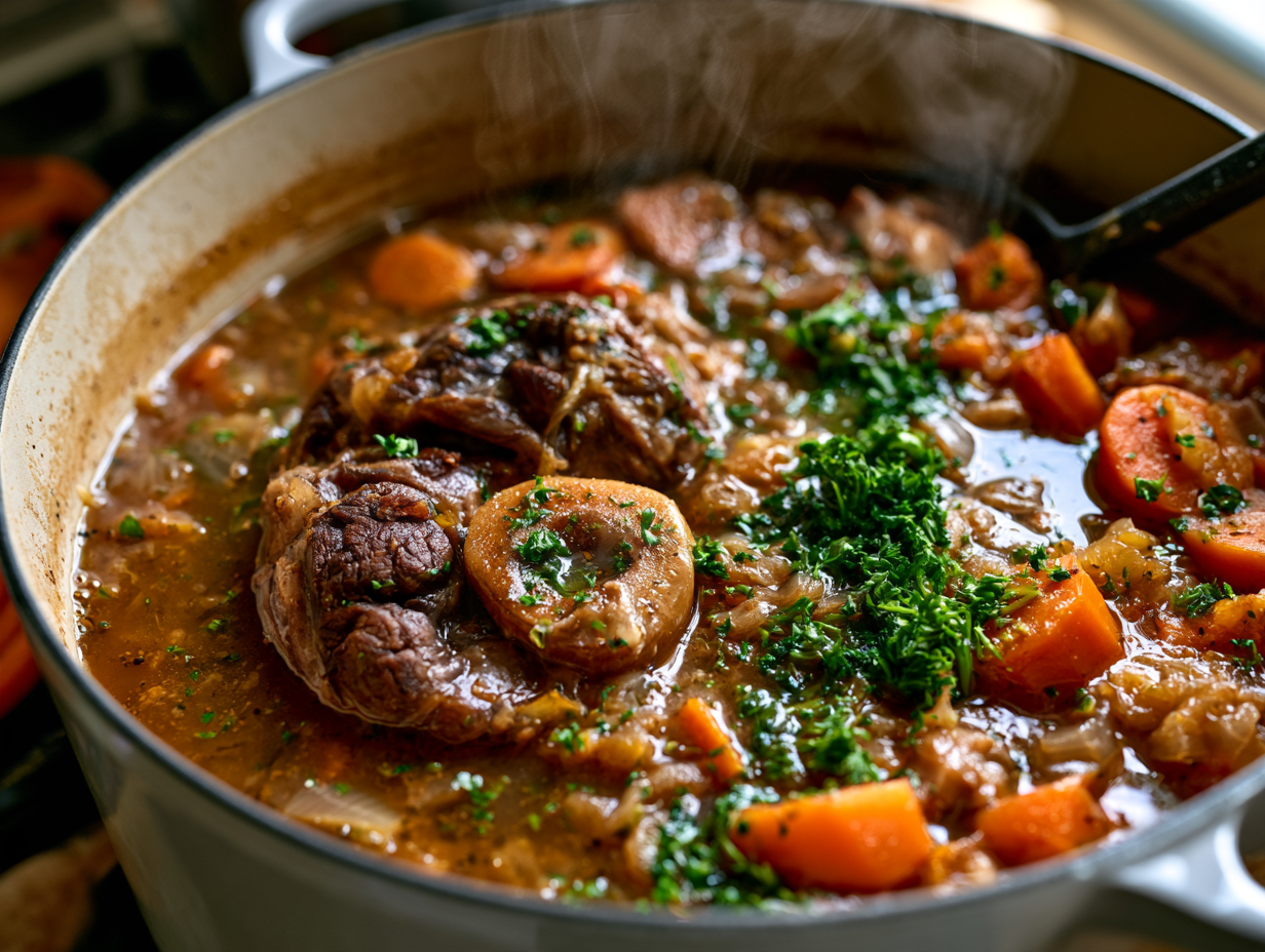 Keto Osso Buco braised veal shank in rich broth
