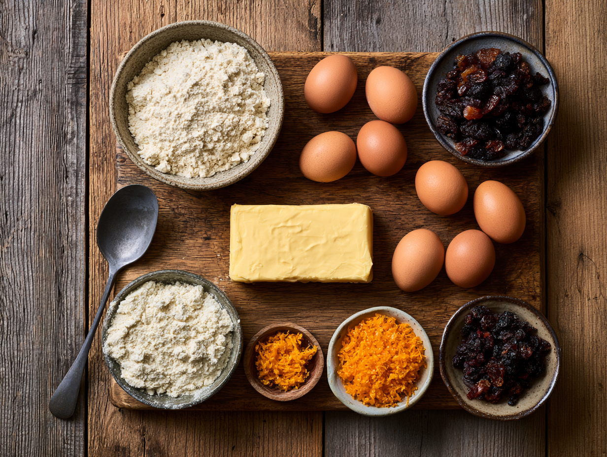 Keto Panettone ingredients flat lay