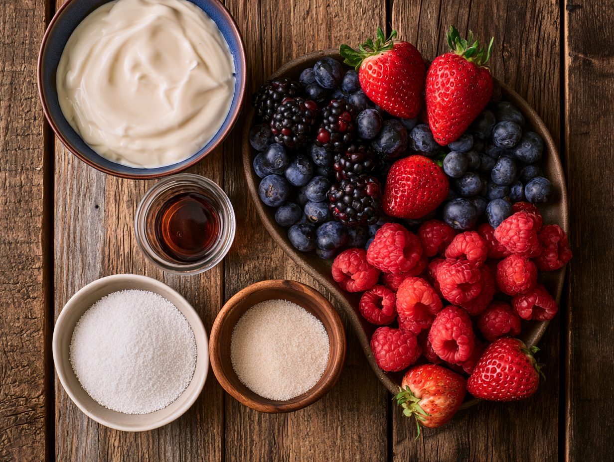Keto Panna Cotta ingredients flat lay