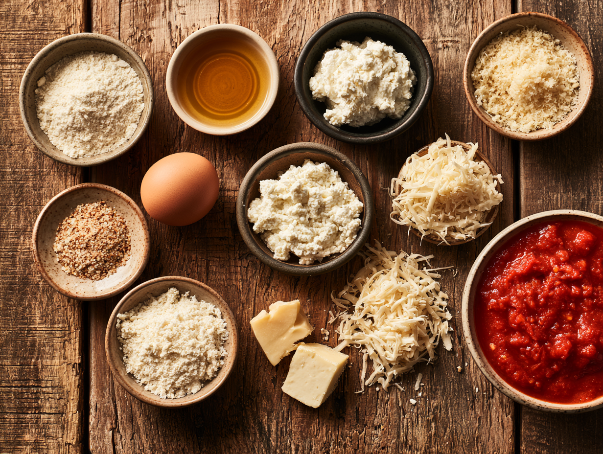 Keto Ravioli ingredients flat lay