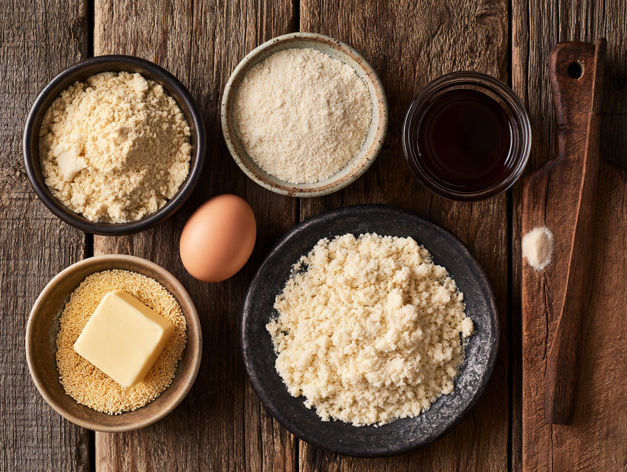 Keto Struffoli ingredients flat lay