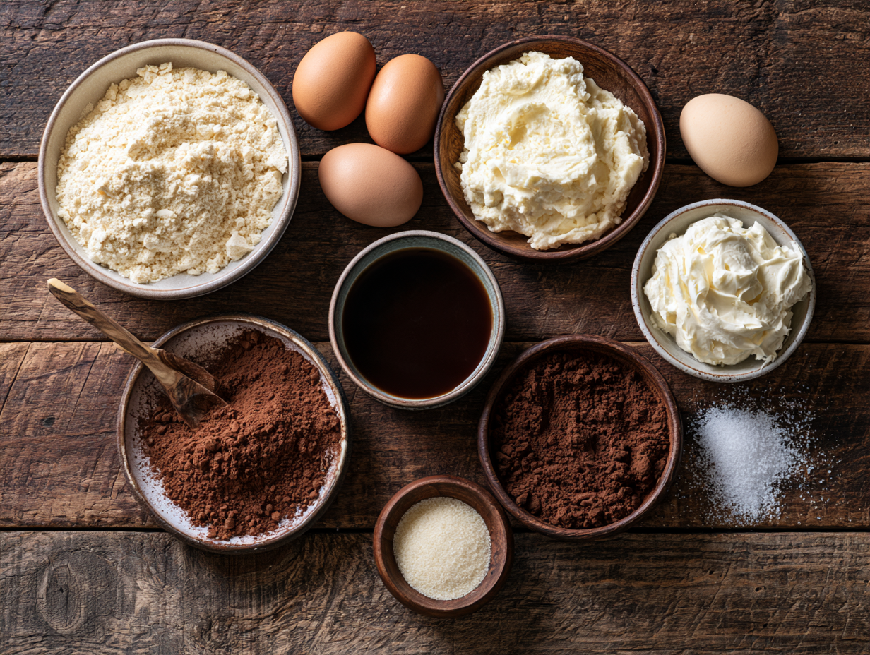 Keto Tiramisu ingredients flat lay