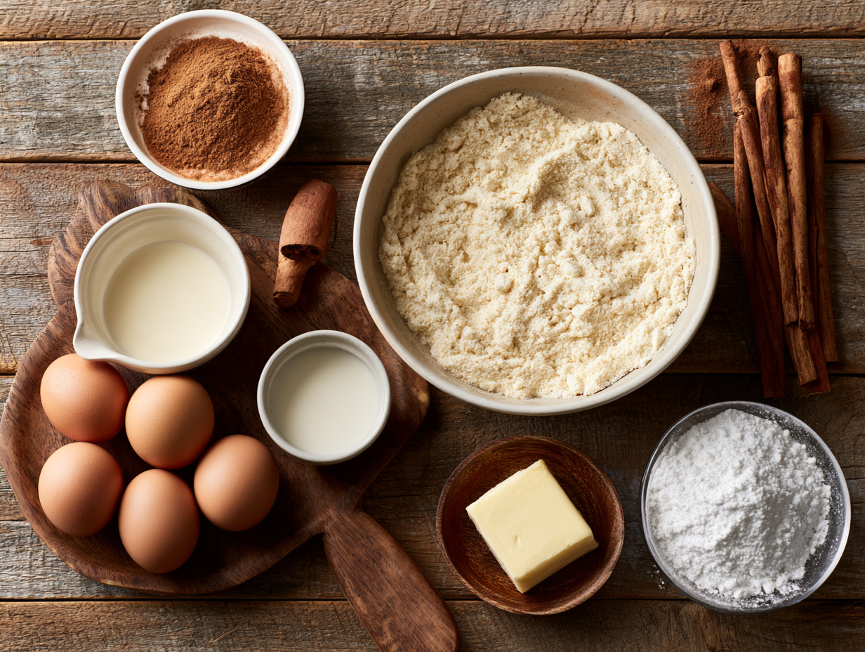 Keto Zeppole ingredients flat lay