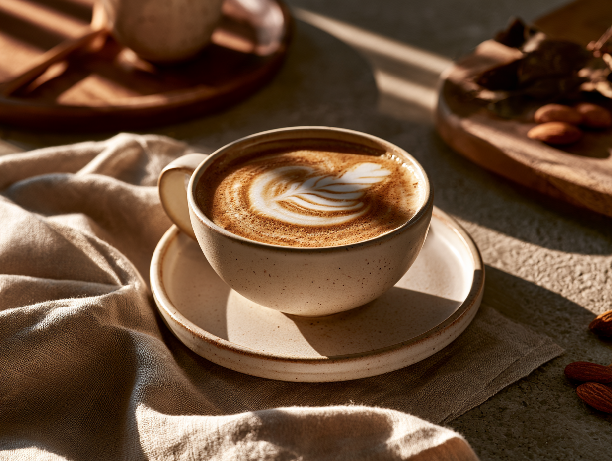 Low-Carb Almond Milk Latte with light latte art
