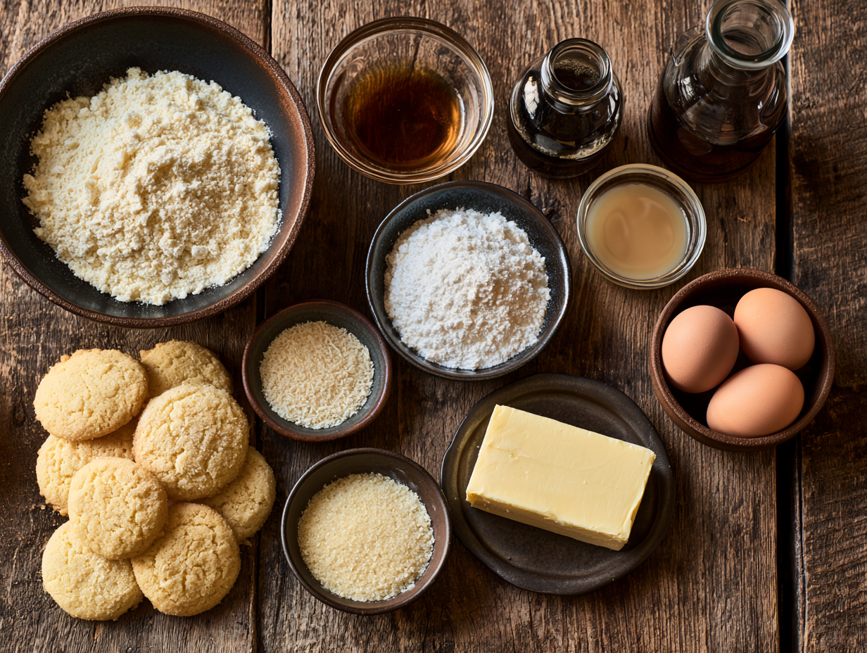 Low-Carb Italian Christmas Cookies ingredients flat lay