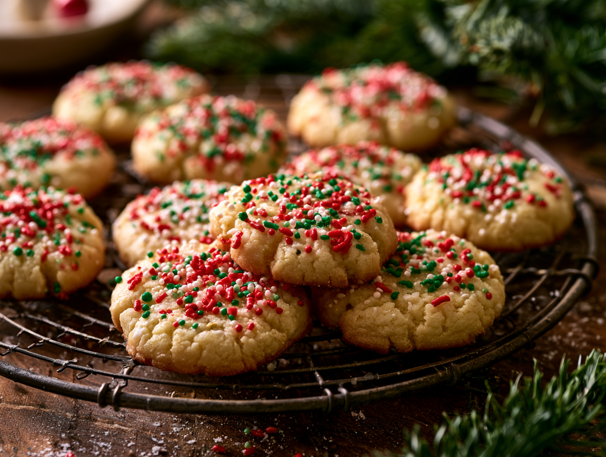 Low-Carb Italian Christmas Cookies with festive sprinkles