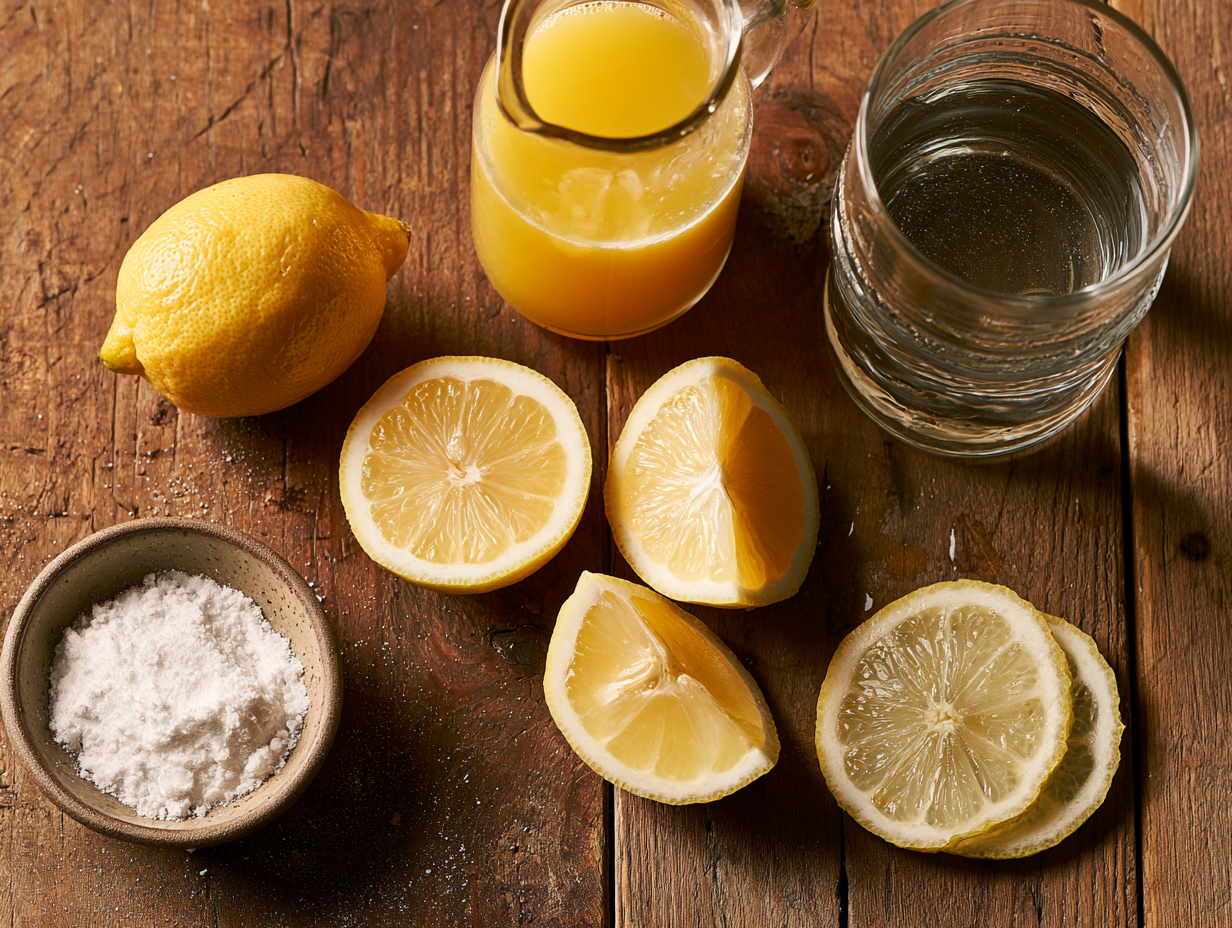 Low-Carb Italian Lemonade ingredients flat lay