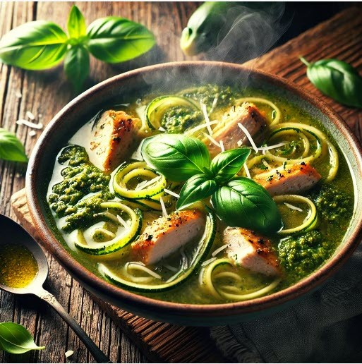Low-Carb Pesto Chicken Soup