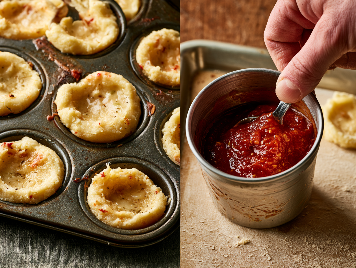 Low-Carb Pizza Bites being assembled